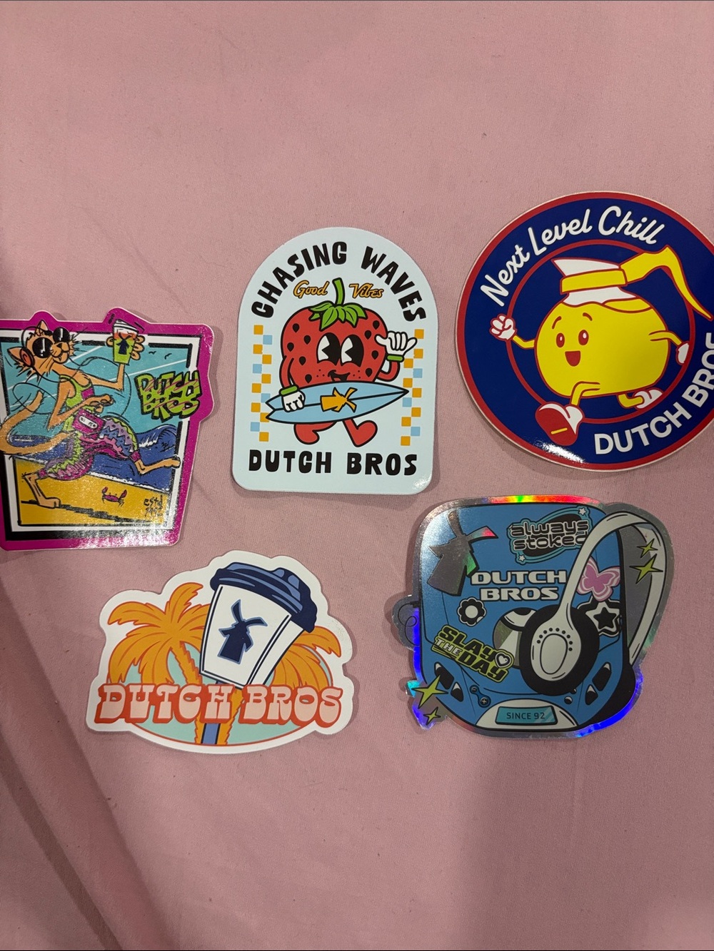 Dutch Bros Kids Sticker Pack - Pink Background Assortment